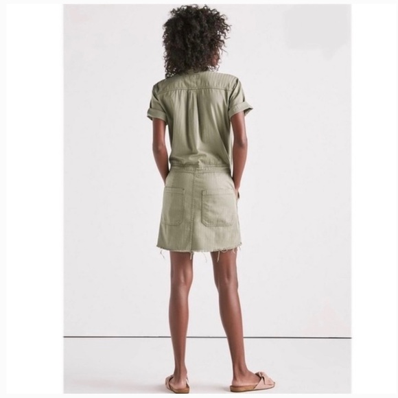 Lucky Brand womens utility Drawstring Dress workwear Sage Green Fray Sz XS NWT. - Picture 10 of 11